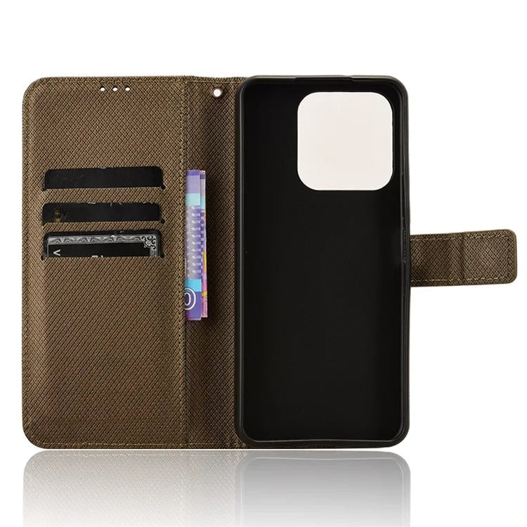 For Honor X6b 4G Phone Stand Case Diamond Texture PU Leather Cover Wallet