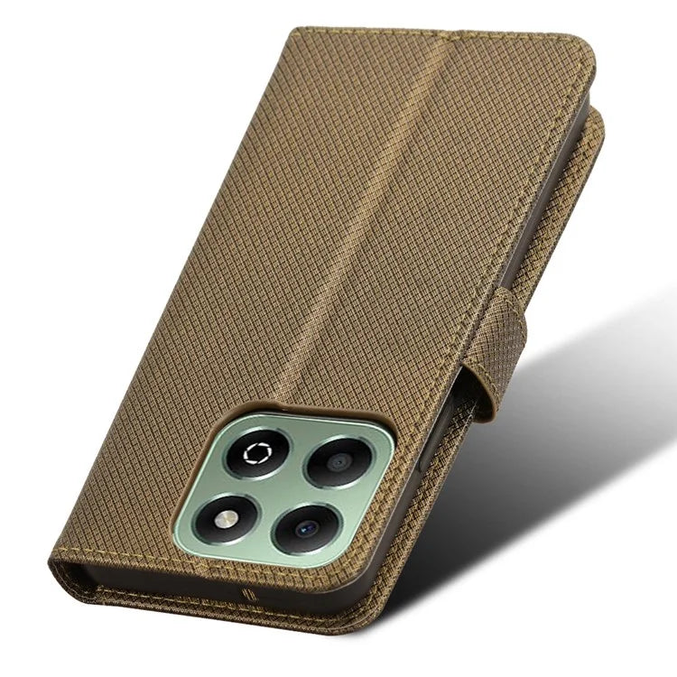 For Honor X6b 4G Phone Stand Case Diamond Texture PU Leather Cover Wallet