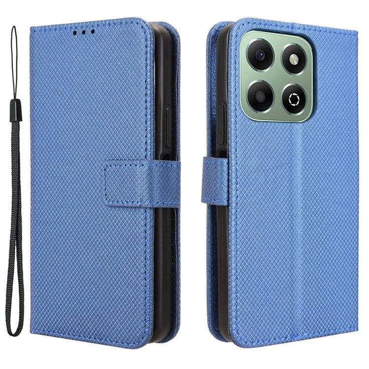 For Honor X6b 4G Phone Stand Case Diamond Texture PU Leather Cover Wallet