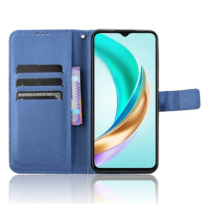 For Honor X6b 4G Phone Stand Case Diamond Texture PU Leather Cover Wallet