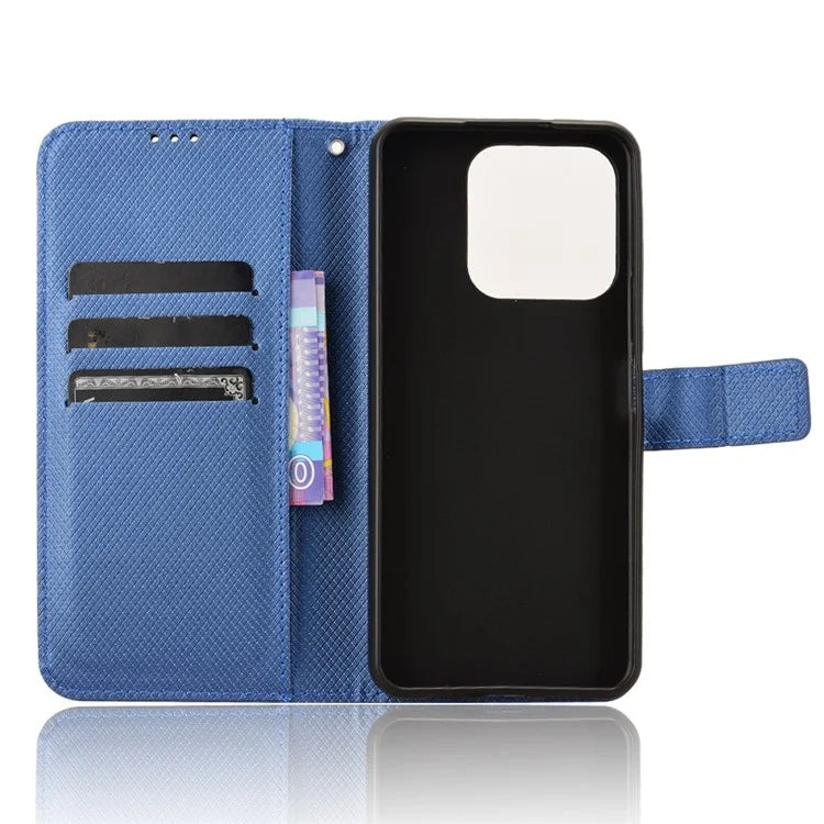 For Honor X6b 4G Phone Stand Case Diamond Texture PU Leather Cover Wallet