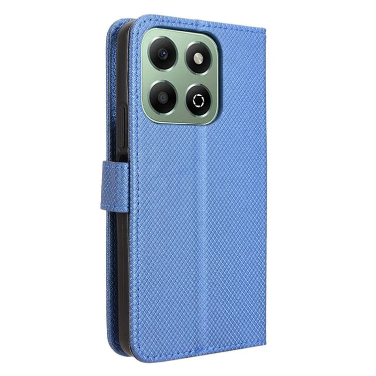 For Honor X6b 4G Phone Stand Case Diamond Texture PU Leather Cover Wallet