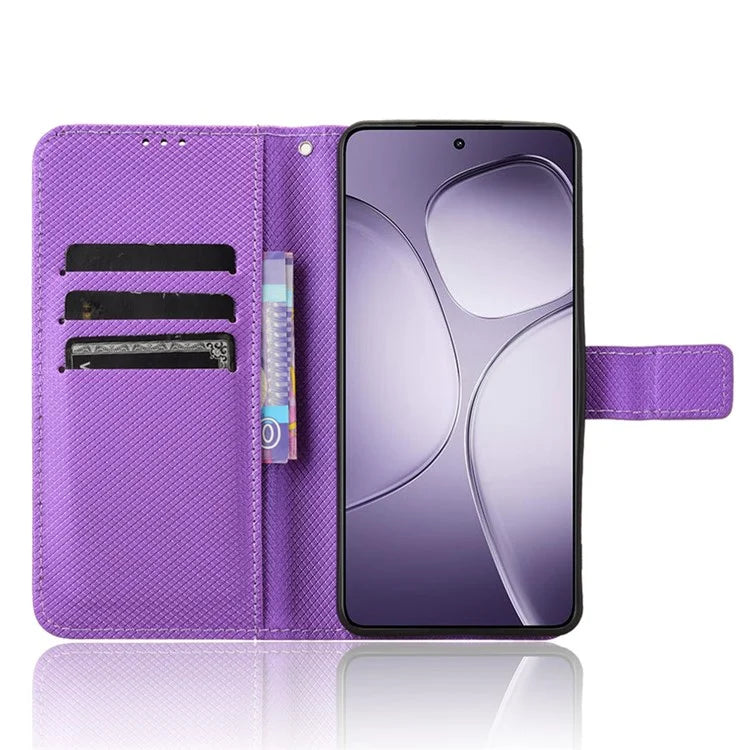 For Xiaomi Redmi K70 Ultra Phone Stand Case Diamond Texture PU Leather Cover Wallet