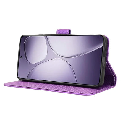 For Xiaomi Redmi K70 Ultra Phone Stand Case Diamond Texture PU Leather Cover Wallet