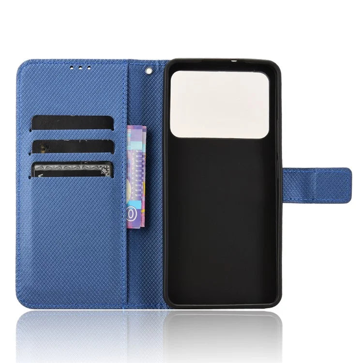 For Xiaomi Redmi K70 Ultra Phone Stand Case Diamond Texture PU Leather Cover Wallet