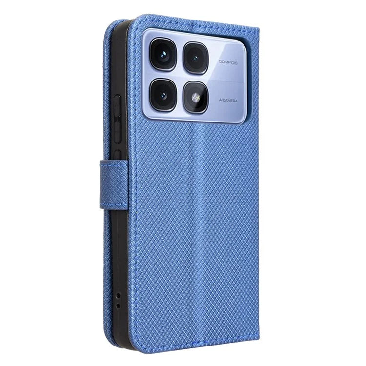 For Xiaomi Redmi K70 Ultra Phone Stand Case Diamond Texture PU Leather Cover Wallet