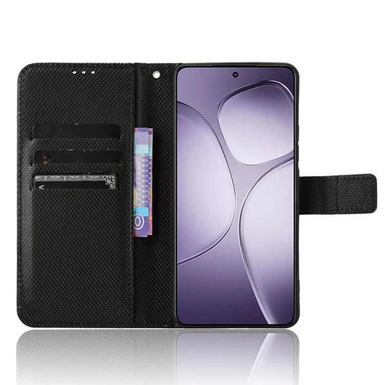 For Xiaomi Redmi K70 Ultra Phone Stand Case Diamond Texture PU Leather Cover Wallet