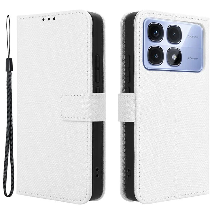 For Xiaomi Redmi K70 Ultra Phone Stand Case Diamond Texture PU Leather Cover Wallet