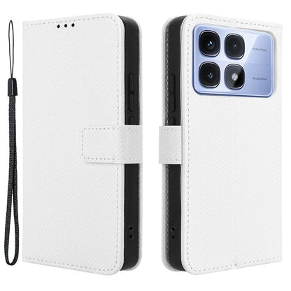For Xiaomi Redmi K70 Ultra Phone Stand Case Diamond Texture PU Leather Cover Wallet