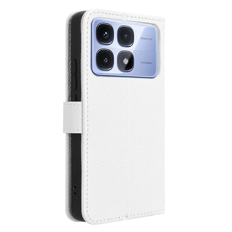 For Xiaomi Redmi K70 Ultra Phone Stand Case Diamond Texture PU Leather Cover Wallet