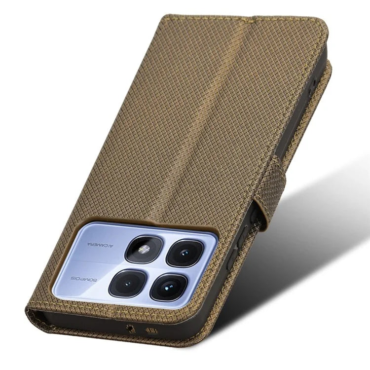 For Xiaomi Redmi K70 Ultra Phone Stand Case Diamond Texture PU Leather Cover Wallet