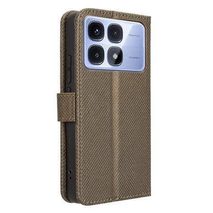 For Xiaomi Redmi K70 Ultra Phone Stand Case Diamond Texture PU Leather Cover Wallet