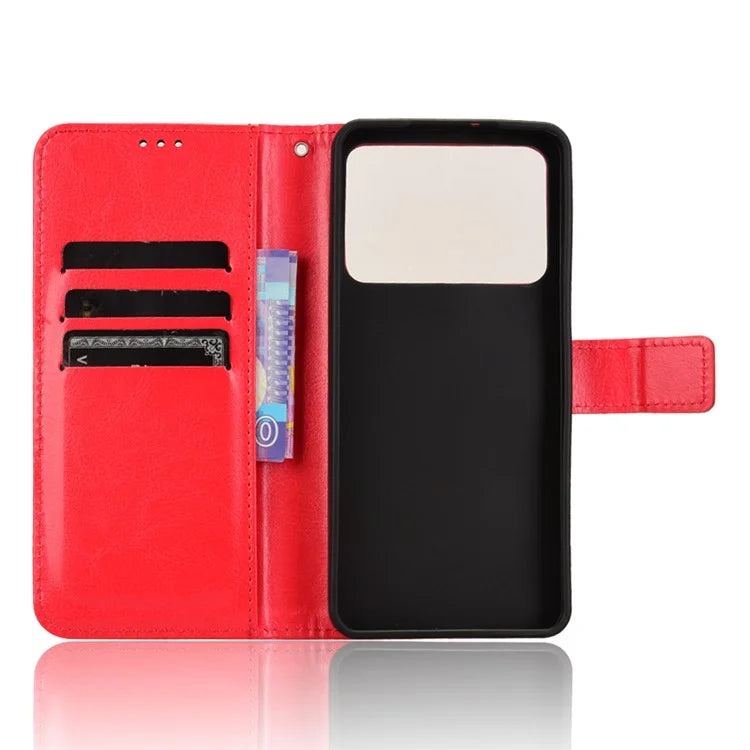 For Xiaomi Redmi K70 Ultra Phone Stand Case Crazy Horse Texture PU Leather Cover Wallet