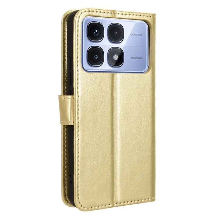 For Xiaomi Redmi K70 Ultra Phone Stand Case Crazy Horse Texture PU Leather Cover Wallet