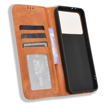 For Xiaomi Redmi K70 Ultra Cell Phone Case Retro PU Leather Wallet Phone Stand Cover