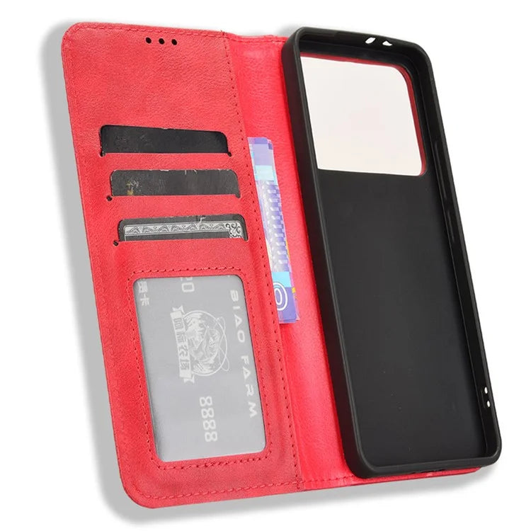 For Xiaomi Redmi K70 Ultra Cell Phone Case Retro PU Leather Wallet Phone Stand Cover