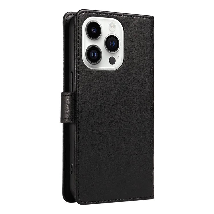 For iPhone 14 Pro Crossbody Case Rhombus Leather Stand Flip Protective Cover