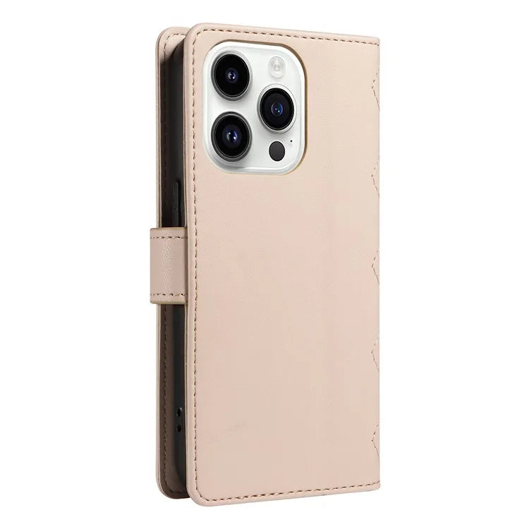 For iPhone 14 Pro Crossbody Case Rhombus Leather Stand Flip Protective Cover