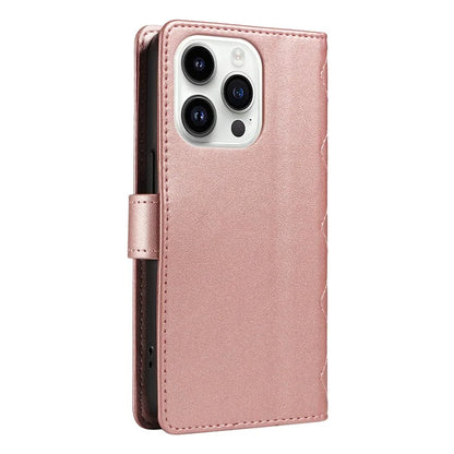 For iPhone 14 Pro Crossbody Case Rhombus Leather Stand Flip Protective Cover