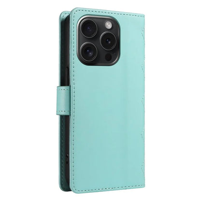 For iPhone 15 Pro Case Checkered Texture Leather Phone Cover with Crossbody Strap