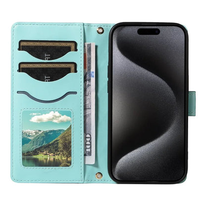 For iPhone 15 Pro Max Crossbody Case Stand Quilted Leather Protective Phone Cover