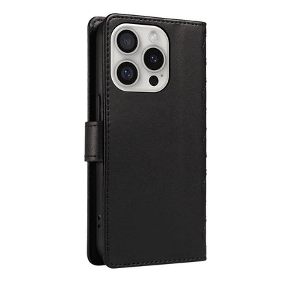 For iPhone 16 Pro Max Case Leather Rhombus Checkered Phone Cover with Detachable Lanyard Straps