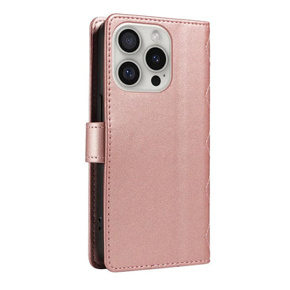 For iPhone 16 Pro Max Case Leather Rhombus Checkered Phone Cover with Detachable Lanyard Straps