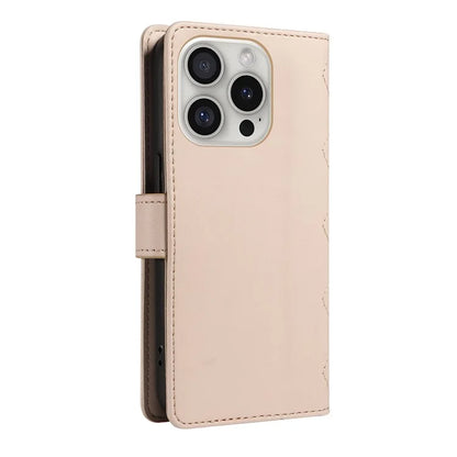 For iPhone 16 Pro Max Case Leather Rhombus Checkered Phone Cover with Detachable Lanyard Straps