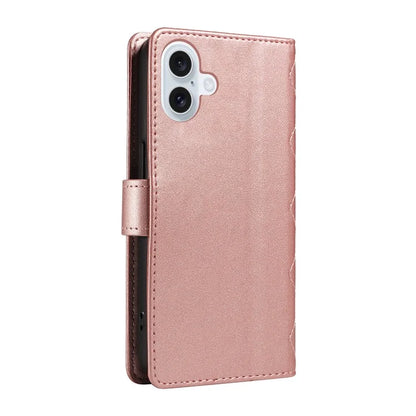 For iPhone 16 Case Wallet Quilted Leather Phone Cover with Shoulder Strap, Wrist Strap