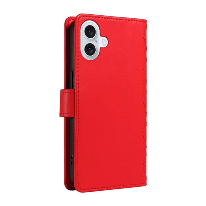 For iPhone 16 Case Wallet Quilted Leather Phone Cover with Shoulder Strap, Wrist Strap