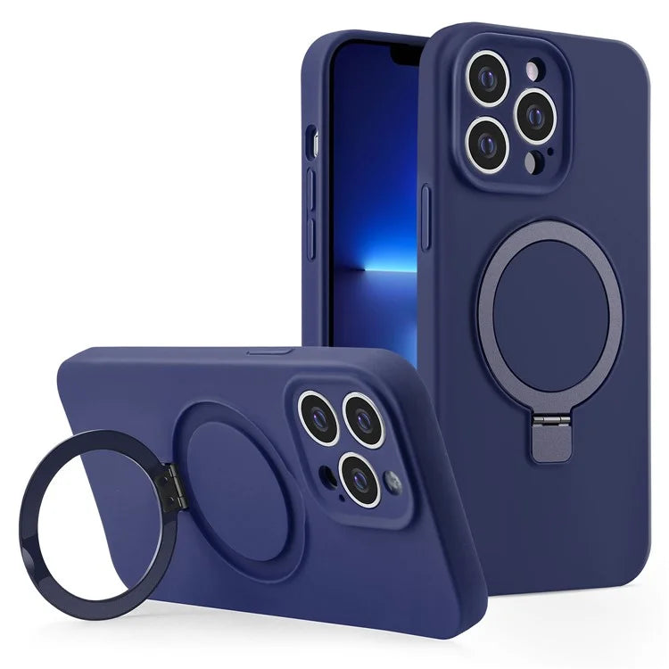 For iPhone 13 Pro Case Compatible with MagSafe Liquid Silicone Ring Kickstand Phone Cover