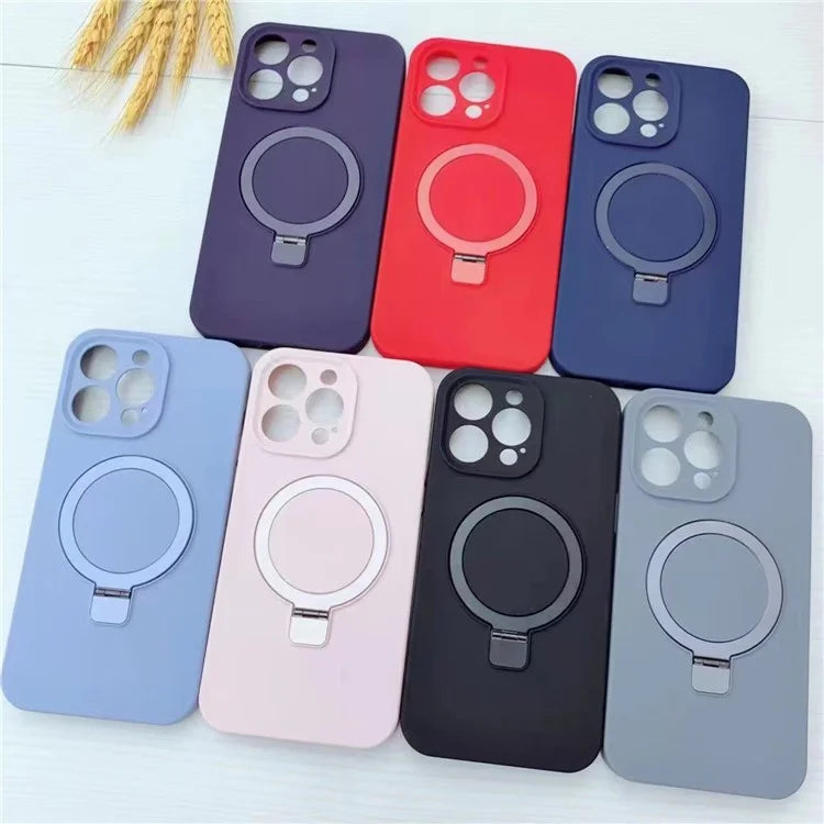 For iPhone 13 Pro Case Compatible with MagSafe Liquid Silicone Ring Kickstand Phone Cover