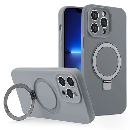 For iPhone 13 Pro Case Compatible with MagSafe Liquid Silicone Ring Kickstand Phone Cover