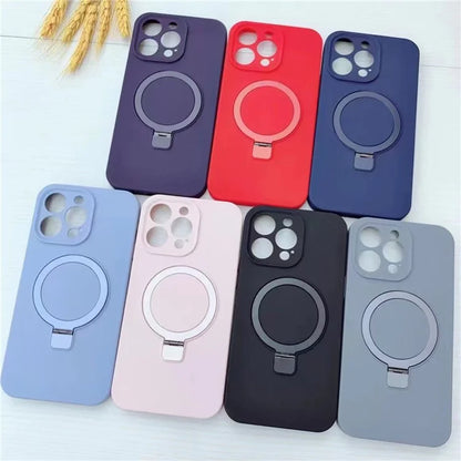 For iPhone 13 Pro Case Compatible with MagSafe Liquid Silicone Ring Kickstand Phone Cover