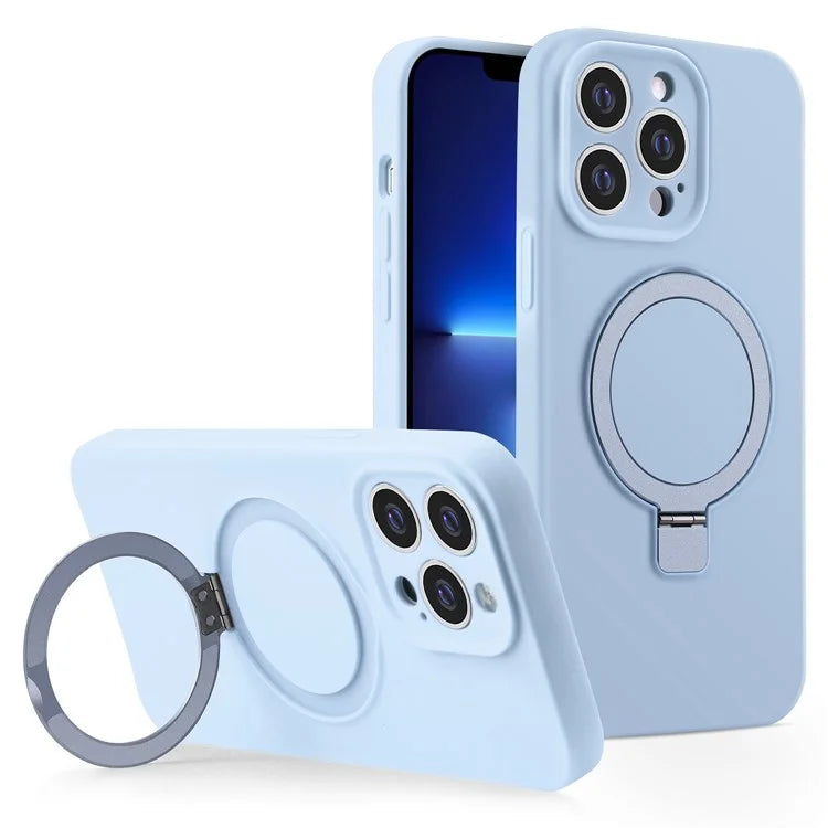 For iPhone 13 Pro Case Compatible with MagSafe Liquid Silicone Ring Kickstand Phone Cover
