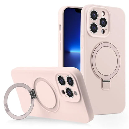 For iPhone 13 Pro Case Compatible with MagSafe Liquid Silicone Ring Kickstand Phone Cover