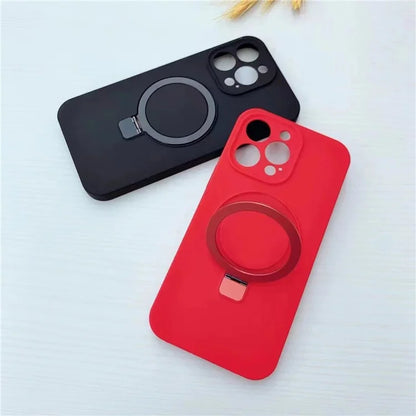 For iPhone 13 Pro Case Compatible with MagSafe Liquid Silicone Ring Kickstand Phone Cover
