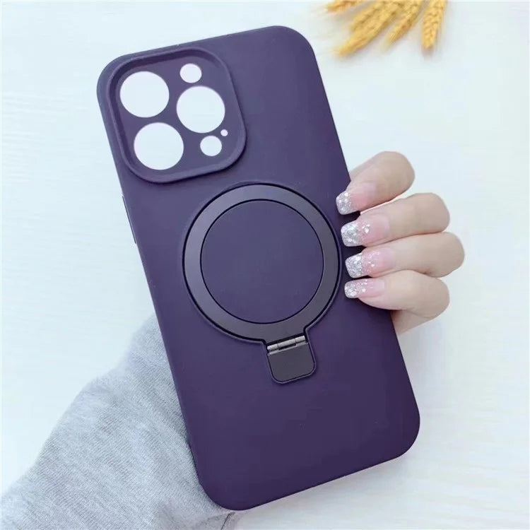 For iPhone 13 Pro Case Compatible with MagSafe Liquid Silicone Ring Kickstand Phone Cover