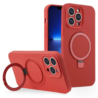For iPhone 13 Pro Case Compatible with MagSafe Liquid Silicone Ring Kickstand Phone Cover