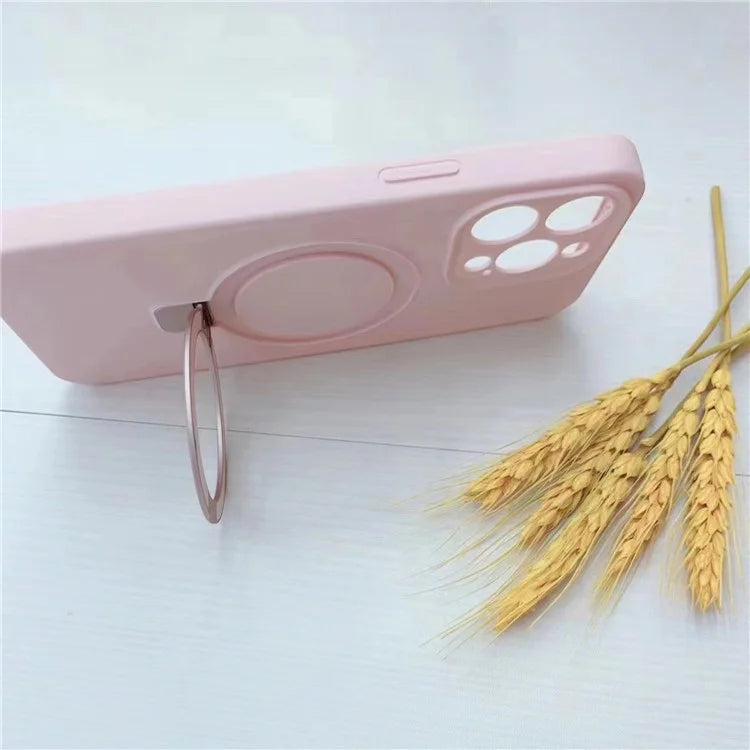 For iPhone 13 Pro Case Compatible with MagSafe Liquid Silicone Ring Kickstand Phone Cover