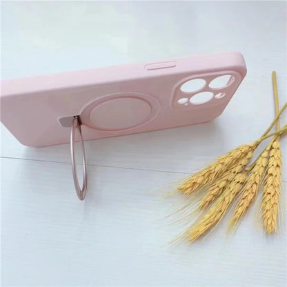 For iPhone 13 Pro Case Compatible with MagSafe Liquid Silicone Ring Kickstand Phone Cover