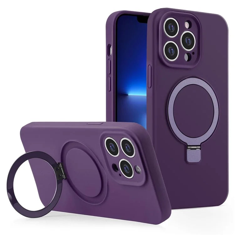 For iPhone 13 Pro Case Compatible with MagSafe Liquid Silicone Ring Kickstand Phone Cover