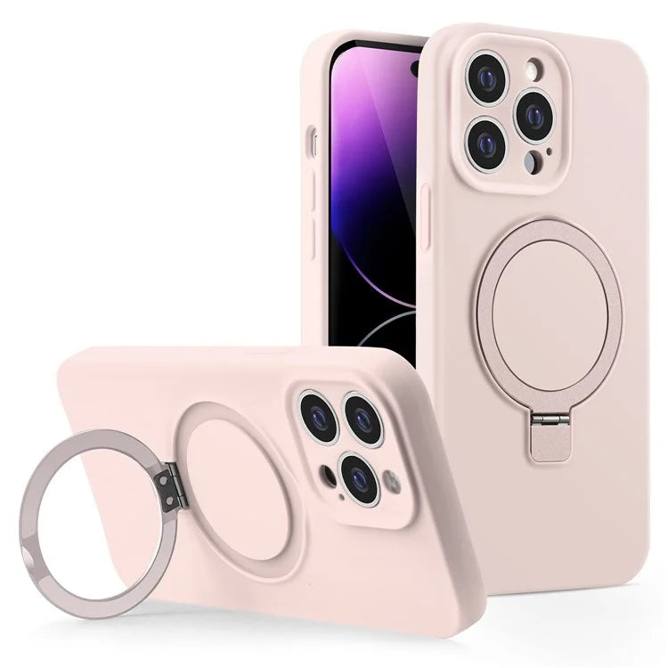 For iPhone 14 Pro Liquid Silicone Case Compatible with MagSafe Kickstand Phone Cover