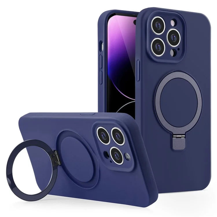 For iPhone 14 Pro Liquid Silicone Case Compatible with MagSafe Kickstand Phone Cover