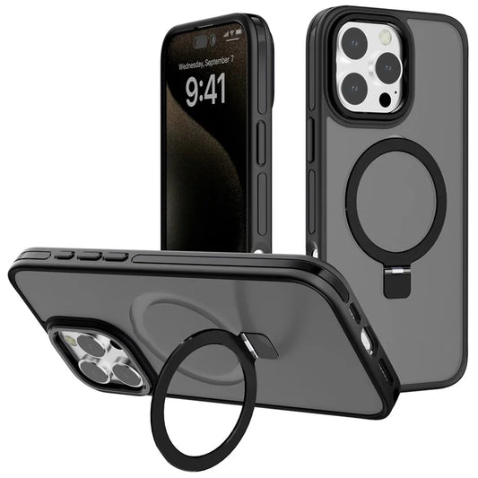 C1 Series For iPhone 13 Pro Case Rotatable Magnetic Kickstand Skin-Touch TPU+PC Smartphone Cover