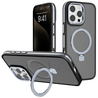C1 Series For iPhone 15 Pro Case Rotatable Magnetic Ring Kickstand Drop-Proof TPU+PC Phone Cover