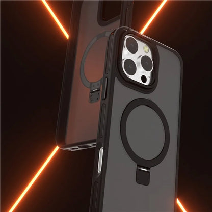 C1 Series For iPhone 15 Pro Case Rotatable Magnetic Ring Kickstand Drop-Proof TPU+PC Phone Cover