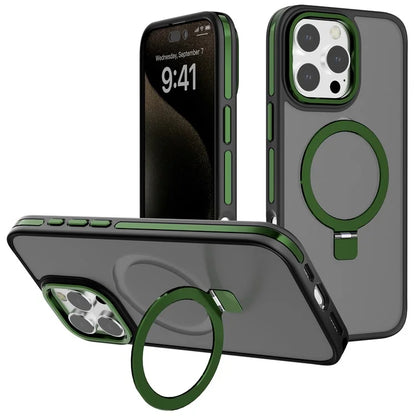 C1 Series For iPhone 15 Pro Case Rotatable Magnetic Ring Kickstand Drop-Proof TPU+PC Phone Cover
