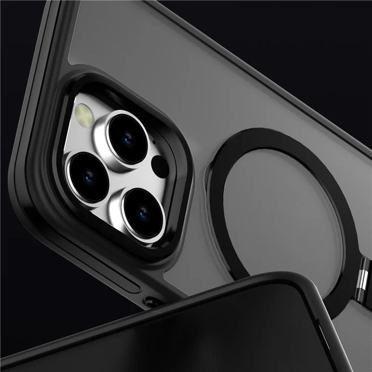 C1 Series For iPhone 15 Pro Case Rotatable Magnetic Ring Kickstand Drop-Proof TPU+PC Phone Cover