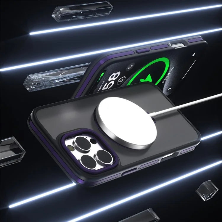 C1 Series For iPhone 15 Pro Case Rotatable Magnetic Ring Kickstand Drop-Proof TPU+PC Phone Cover